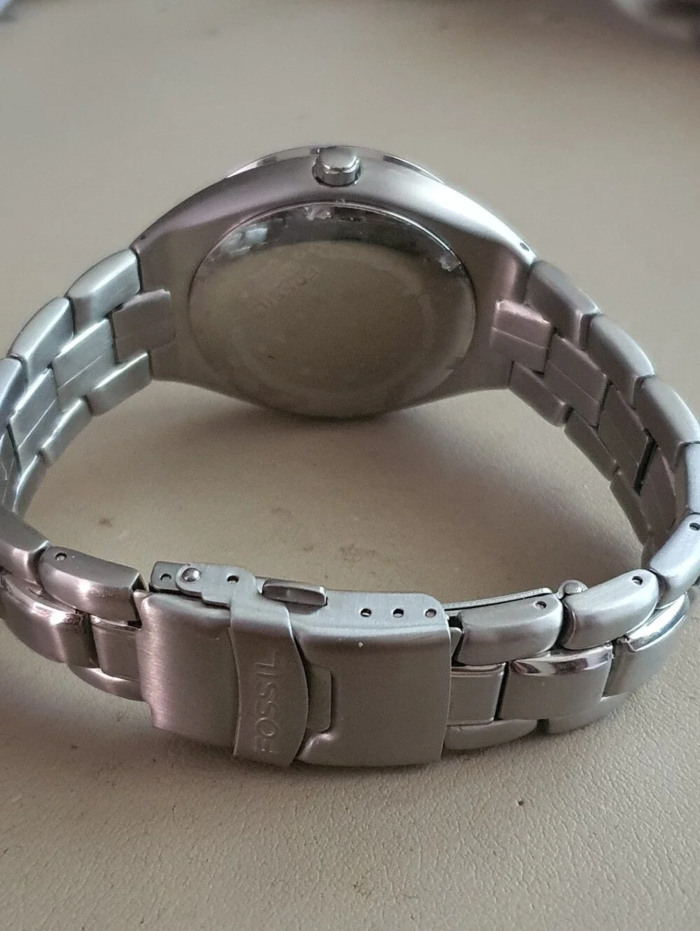 Vtg Fossil PR-5098 Silver/Blue Stainless Steel Men's Watch